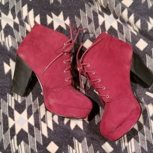 Chunky high heeled booties